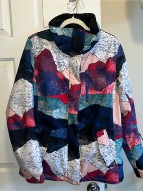 Roxy Women's Multicolor Mountain-Print Ski snowboard jacket